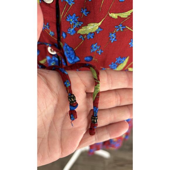 Free People Flower Fields Mini Dress Burgundy Womens Size XS Long Sleeve Boho - Picture 6 of 15